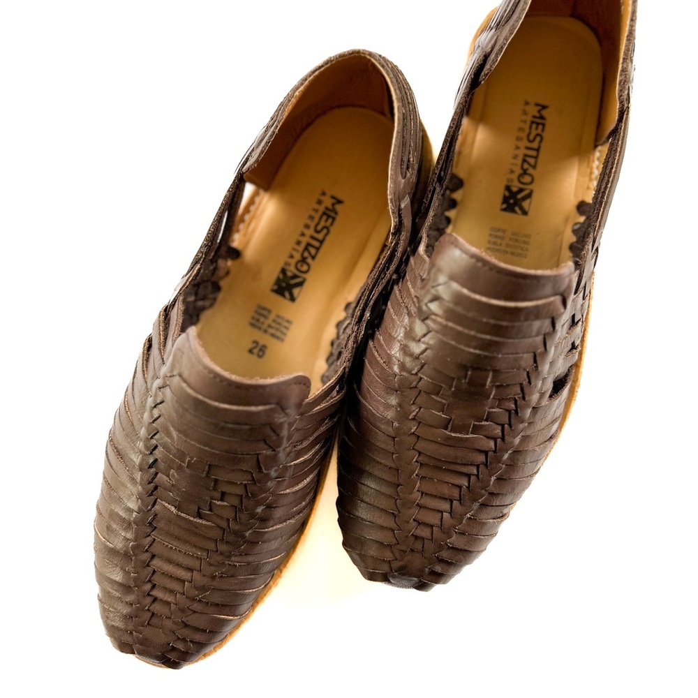 Men’s quality leather cafe dark brown huarache Mexican sandals
